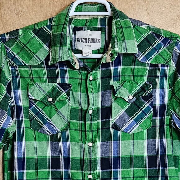 Ditch Plains Plaid Shirt L  Snap Button - Picture 3 of 10